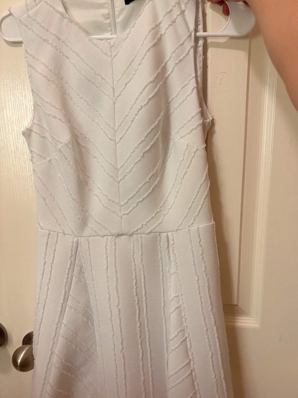 Classic White Textured Fit-and-Flare Dress